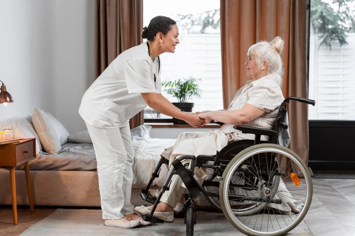 Caregiver answering a client's questions